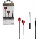 NSP Hands Free Stereo Universal 3.5mm 1.2m Ultra Bass HN30 With Remote And Mic RED