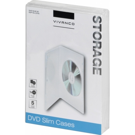 Vivanco ����� Dvd Slim Case 5pCs Transparent - (31715)