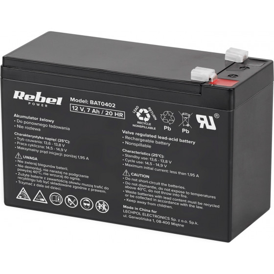 Rebel �������� �������� Gel 12V 7Ah 151x65x94mm - (BAT0402)
