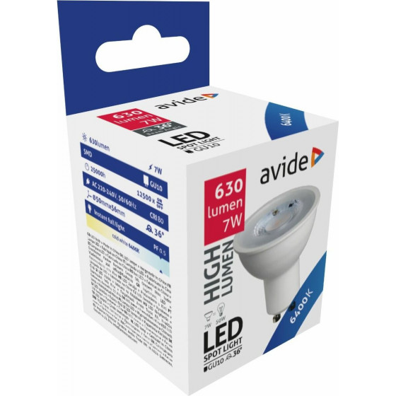 Avide HL Spot Alu+plastic 7W GU10 36� CW 6400K - (ABGU10CW-7W-NBA)