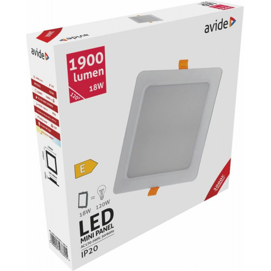 Avide LED Ceiling Lamp Recessed Panel Square Plastic 18W WW 3000K - (ACRPWW-S-18W-PC)
