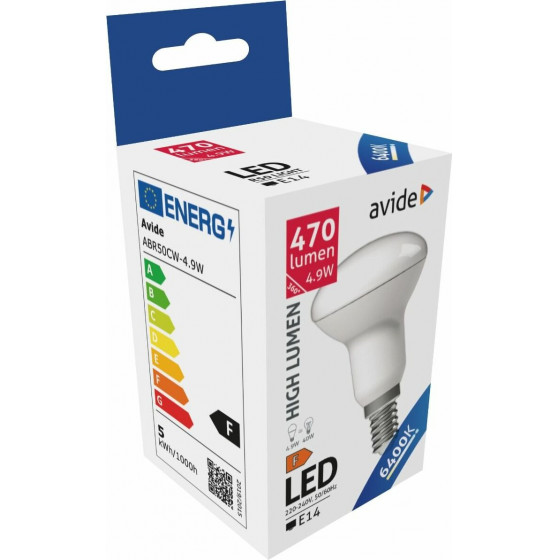 Avide LED R50 4.9W E14 CW 6400K - (ABR50CW-4.9W)