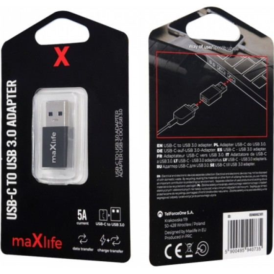 Maxlife Adapter Type C To Usb 3.0 - (OEM0002301)