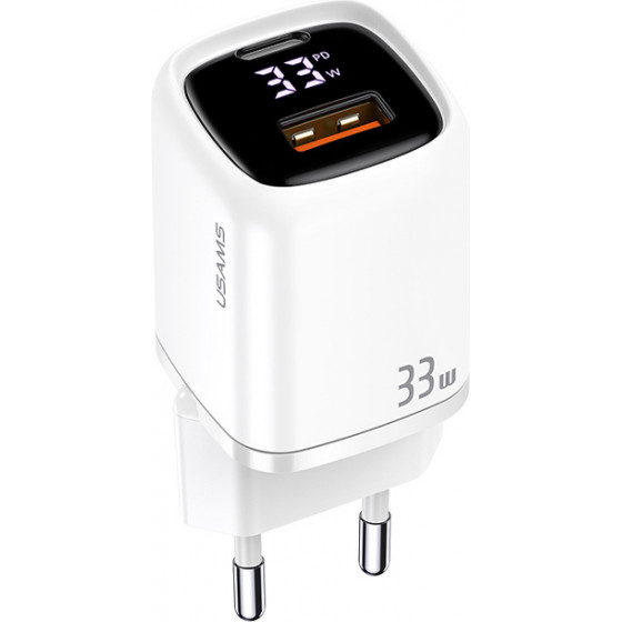 Usams ��������� ������ CC152 �� �����, USB-C & USB, PD & QC, 33W, ������ - (CC152TC02)