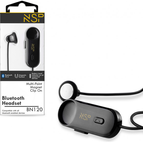 NSP Bluetooth BN120 Magnet Clip On Headset V5.3 (2 ��������) BLACK