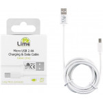 Lime Successories Lime Micro Usb Devices Long Usb 2.4A ��������-Data 2m LUM02 WHITE