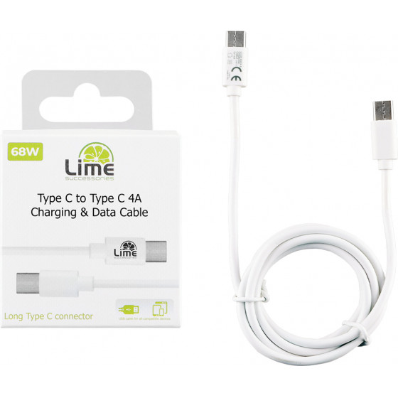 Lime Successories Lime USB-C Type C To USB-C Type C Long 4.0A ��������-Data 1m LCC01 WHITE