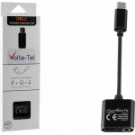 Volte-Tel ����������� 2 In 1 �������� ��� Audio Adapter Type C To 3.5MM JACK+Type C 2.4A BLACK - (5205308228674)