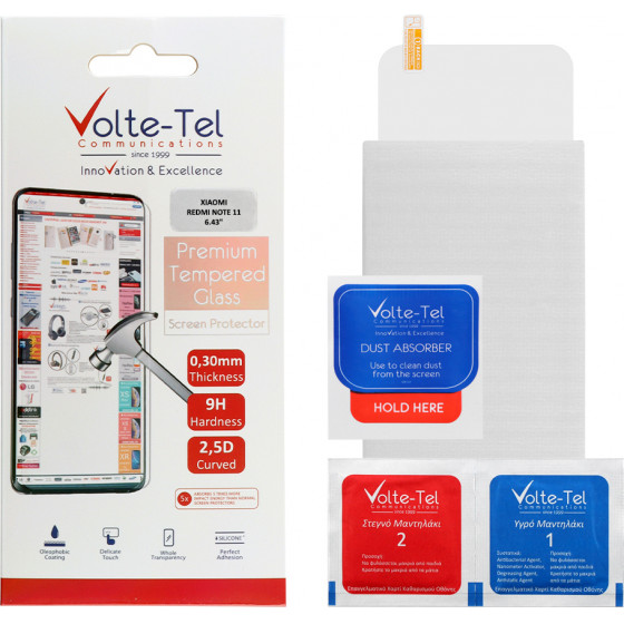 Volte-Tel Tempered Glass Xiaomi Redmi Note 11 6.43'' 9H 0.30mm 2.5D Full Glue - (5205308306853)