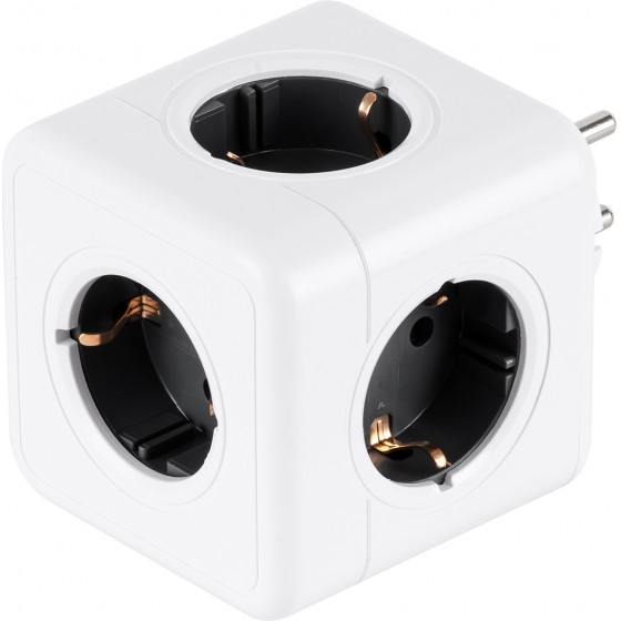 GloboStar Travel Powercube Pro Certified ��������� 5 ������ �� 5 ������ ��������� Childproof Eu Schuko Ac 220-240V �7.5 x �11.5 x �7.5 - ����� �� ���� - Max Load 3680W/16A - (79627)