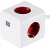 GloboStar Travel Powercube Pro Certified ��������� 6 ������ �� 1.5m K������ - 4 ������ ��������� Childproof Eu Schuko Ac 220-240V & 2 ������ Usb Max 2.1A/Dc 5V �7.5 x �7.5 x �7.5 - ����� �� ������� - Max Load 3680W/16A - (79642)