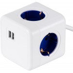 GloboStar Travel Powercube Pro Certified ��������� 6 ������ �� 1.5m K������ - 4 ������ ��������� Childproof Eu Schuko Ac 220-240V & 2 ������ Usb Max 2.1A/Dc 5V �7.5 x �7.5 x �7.5 - ����� �� ���� - Max Load 3680W/16A - (79643)