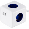 GloboStar Travel Powercube Pro Certified ��������� 6 ������ �� 1.5m K������ - 4 ������ ��������� Childproof Eu Schuko Ac 220-240V & 2 ������ Usb Max 2.1A/Dc 5V �7.5 x �7.5 x �7.5 - ����� �� ���� - Max Load 3680W/16A - (79643)