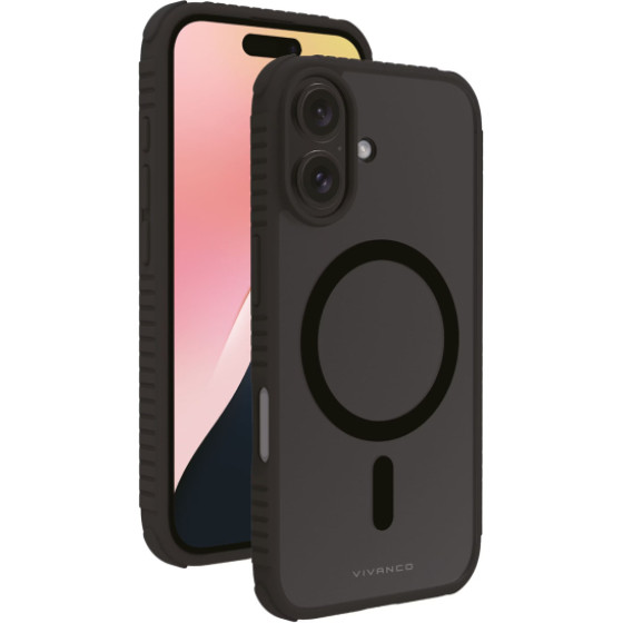 VIVANCO MAG SOLID ELITE COVER IPHONE 16 semi-transparent black backcover - (64221)