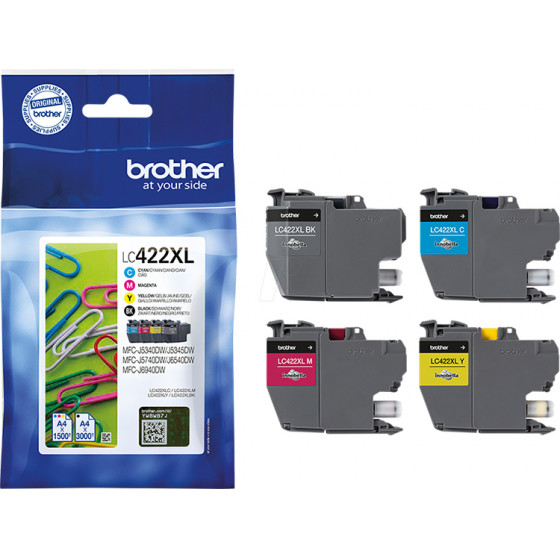 Brother ������ Inkjet Lc Black, Cyan, Magenta, Yellow Cartridge - (LC422XLVAL)