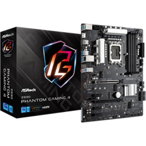 Asrock Mb Socket Intel LGA1700 12th GEN, Cs Intel Z690, 4 Dimm Sockets DDR4, HDMI, Lan GIGABIT, ATX, 2YW. - (Z690 Phantom Gaming 4)
