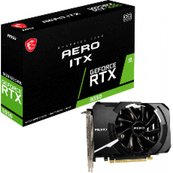 MSI Vga PCI-E Nvidia Gf 8GB/128BIT, GDDR6, HDMI/3x Display PORT, 2 Slot FANSINK, 3YW. - (Rtx 3050 Aero Itx 8G OC)