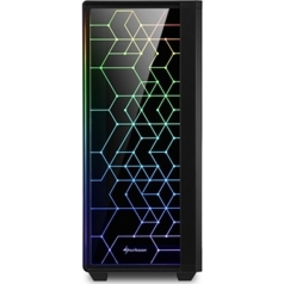Sharkoon Pc Chassis Midi Tower ATX, BLACK, W/O PSU, 1x12CM Front Led FAN, 1x12CM Rear Rgb Led FAN, 2YW. - (Rgb Lit 100)