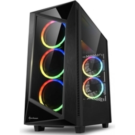 Sharkoon Pc Chassis Midi Tower ATX, BLACK, W/O PSU, 3x12CM Front FAN, 2x12CM Rear Rgb FAN, 2YW. - (REV200)