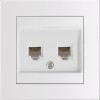 Entac Arnold Recessed Wall Lan Socket 2x Cat5 White - (ERWLS2-ARN-W)