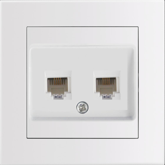 Entac Arnold Recessed Wall Lan Socket 2x Cat5 White - (ERWLS2-ARN-W)