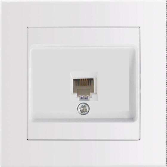 Entac Arnold Recessed Wall Lan Socket Cat5 White - (ERWLS-ARN-W)