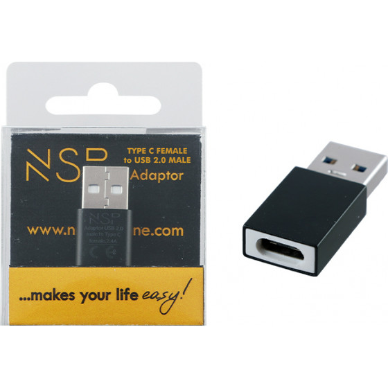 NSP ����������� Type C Female To Usb 2.0 Male 2.4A BLACK