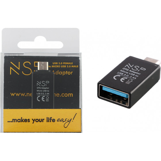 NSP ����������� Usb 3.0 Otg 2.4A Female �� Micro Usb Male BLACK