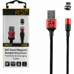NSP Lightning Usb ��������-Data Magnetic Braided NSC02 4.0A Qc 3.0 1.2m RED