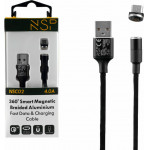 NSP Micro Usb ��������-Data Magnetic Braided NSC02 4.0A Qc 3.0 1.2m BLACK