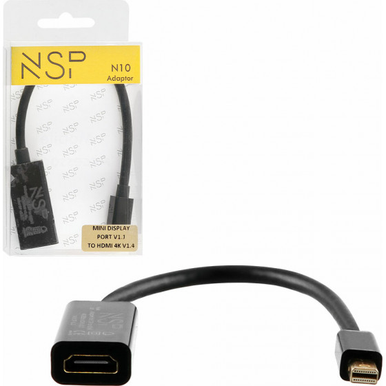NSP N10 Cable Adapter Mini Display Port V1.1 To Hdmi 4K V1.4 0,23m BLACK