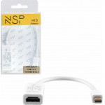 NSP N10 Cable Adapter Mini Display Port V1.1 To Hdmi 4K V1.4 0,23m WHITE