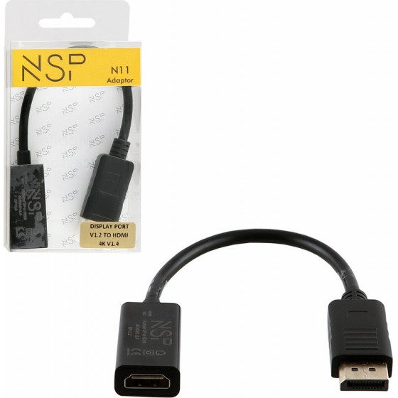NSP N11 Cable Adapter Display Port V1.2 To Hdmi 4K V1.4 0,23m BLACK
