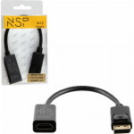 NSP N12 Cable Adapter Display Port V1.2 To Hdmi 4K/60HZ V2.0 0,23m BLACK