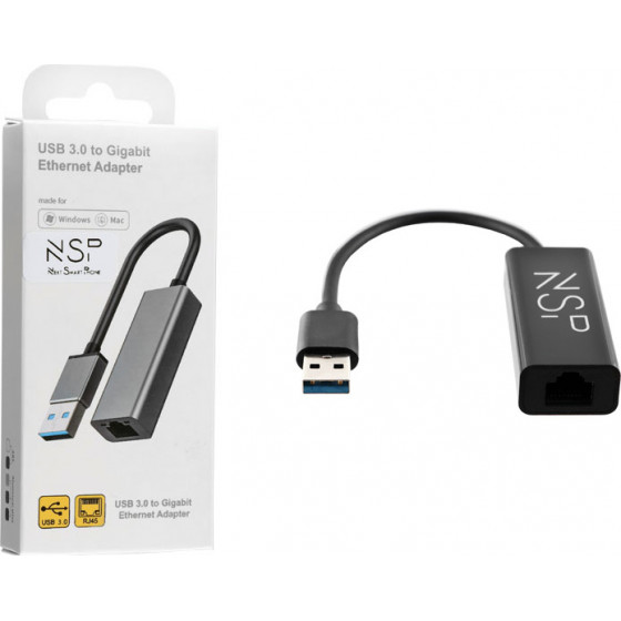 NSP N07 Adapter Usb 3.0 To RJ45 Gigabit Ethernet Adaptor 1000MBps BLACK