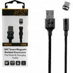 NSP Type C Usb ��������-Data Magnetic Braided NSC02 4.0A Qc 3.0 1.2m BLACK