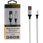 NSP Usb ��������-Data Magnetic Braided NSC01 3.5A Qc 2.0 1m SILVER