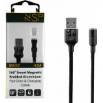 NSP Usb ��������-Data Magnetic Braided NSC02 4.0A Qc 3.0 1.2m BLACK