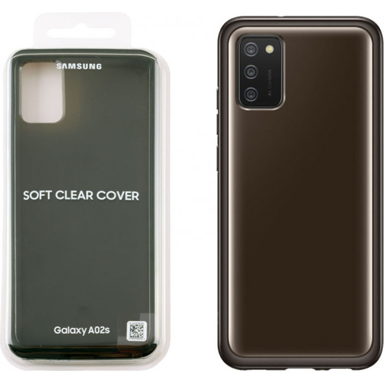 Samsung ���� A02s A025 6.5'' Soft Clear Cover Black Packing Or - (EF-QA026TBEGEU)