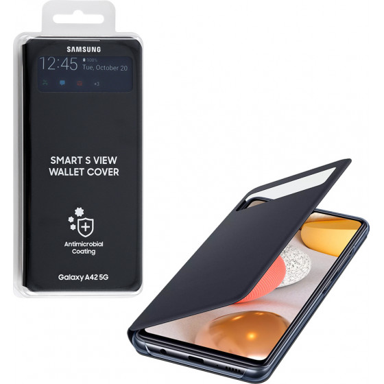 Samsung ���� A42 5G A426 S View Wallet Cover Black Packing Or - (EF-EA426PBEGEE)