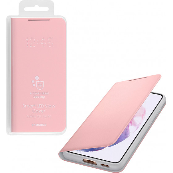 Samsung ���� S21 5G G991 Led View Cover Pink Packing Or - (EF-NG991PPEGEE)