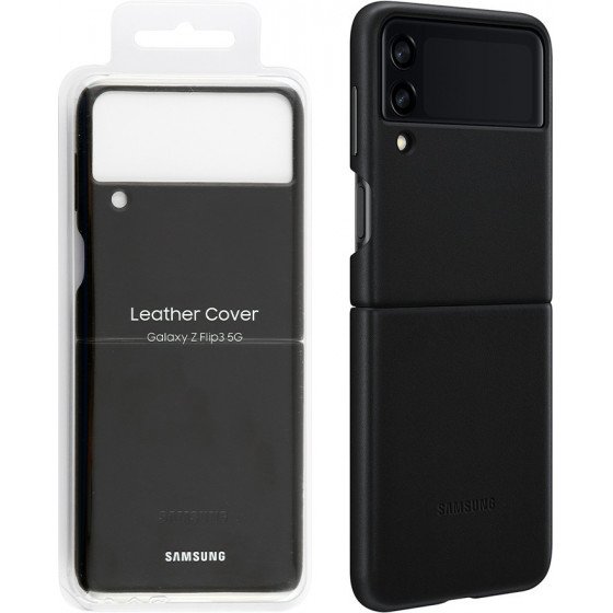 Samsung ���� Z Flip 3 5G F711 Leather Cover Black Packing Or - (EF-VF711LBEGWW)