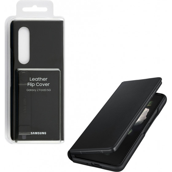 Samsung ���� Z Fold 3 5G F926 Leather Flip Cover Black Packing Or - (EF-FF926LBEGWW)