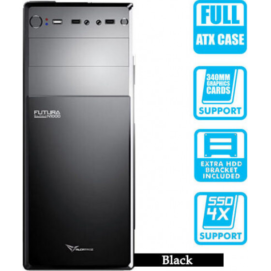 Alcatroz Pc Case With Psu 450W Futura Black N1000 Black - (FUTURA1000B)