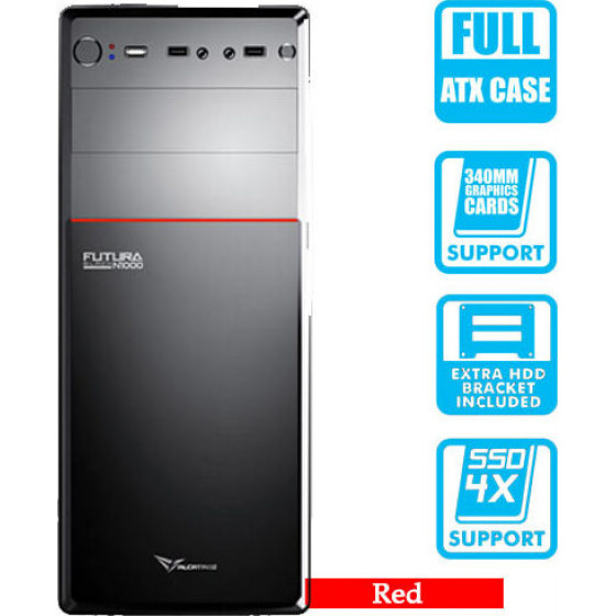 Alcatroz Pc Case With Psu 450W Futura Black N1000 Red - (FUTURA1000R)