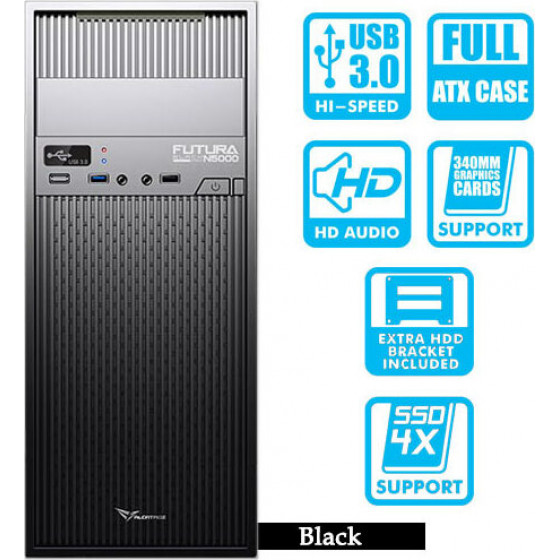 Alcatroz Pc Case With Psu 450W Futura Black Pro N5000 - (FUTURAN5000B)