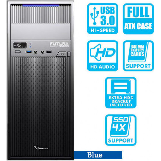 Alcatroz Pc Case With Psu 450W Futura Blue Pro N5000 - (FUTURAN5000BL)