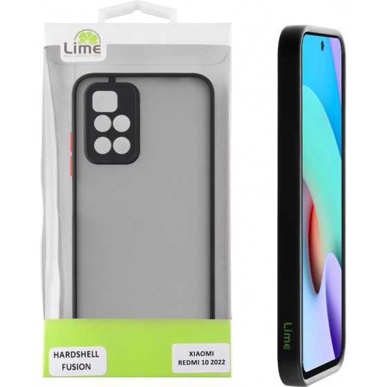 Lime ���� Xiaomi Redmi 10/Redmi 10 2022 6.5'' Hardshell Fusion Full Camera Protection Black With Red KEYS