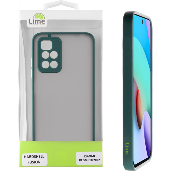 Lime ���� Xiaomi Redmi 10/Redmi 10 2022 6.5'' Hardshell Fusion Full Camera Protection Green With Yellow KEYS