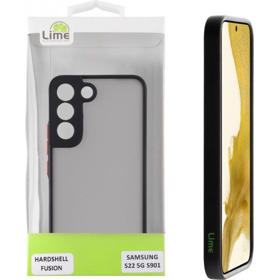 Lime ���� Samsung S22 5G S901 6.1'' Hardshell Fusion Full Camera Protection Black With Red KEYS